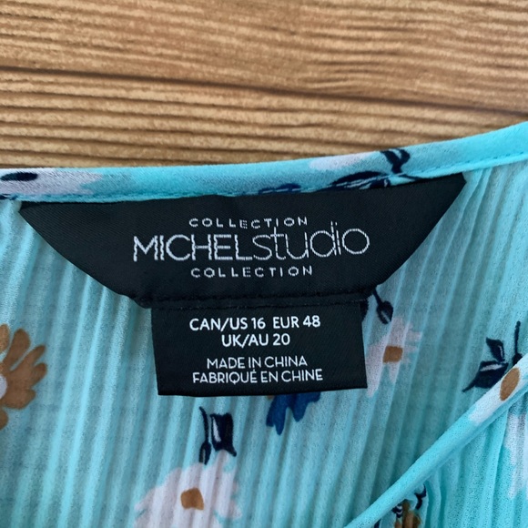 MICHEL STUDIO SHEER BLOUSE FLORAL 16 BOHO - Picture 6 of 9